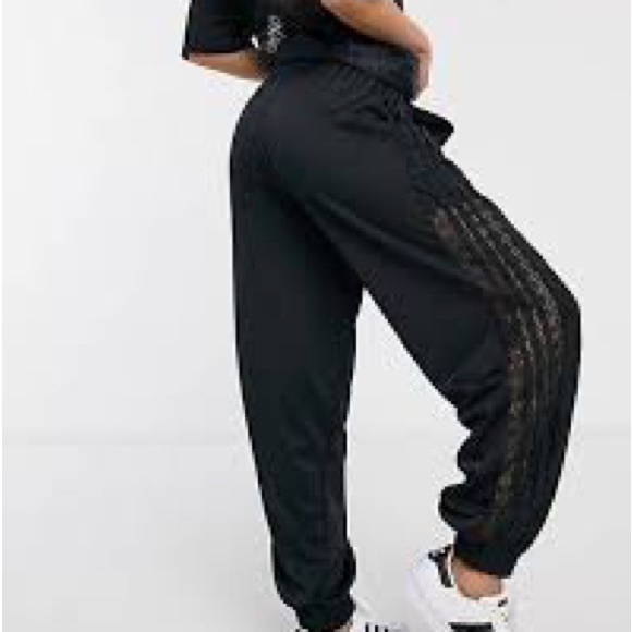 adidas Pants - adidas women’s Athleisure asos black lace side trim joggers